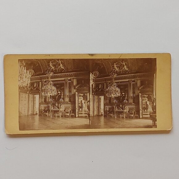 ANTIQUE Stereograph Card Salon de Louis XIV Paris, France Interior Amazing - Picture 1 of 3